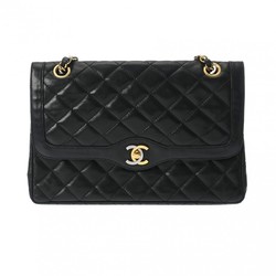 CHANEL Chanel Matelasse Chain Shoulder Double Flap Paris Limited Edition Black Women's Caviar Skin Bag