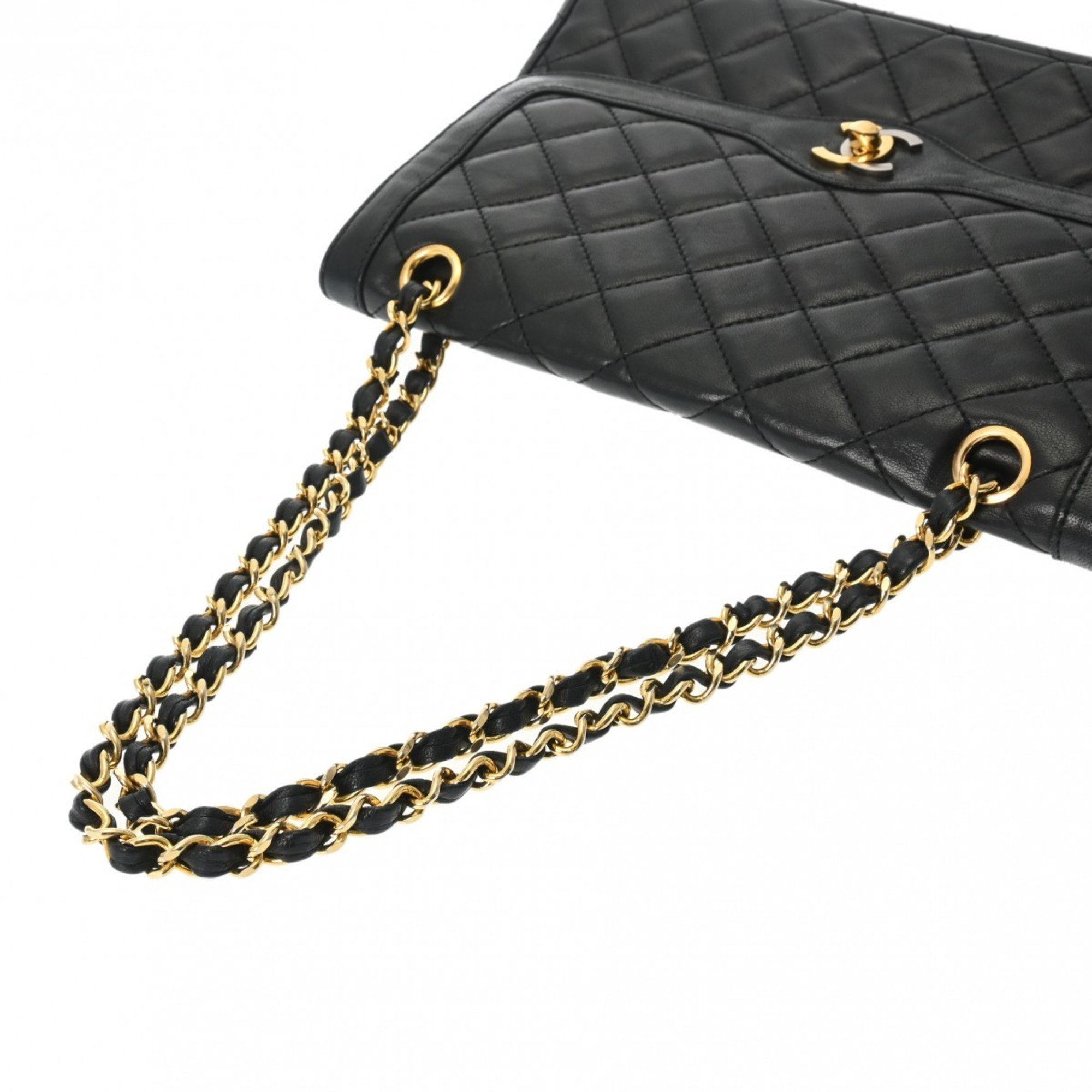 CHANEL Chanel Matelasse Chain Shoulder Double Flap Paris Limited Edition Black Women's Caviar Skin Bag