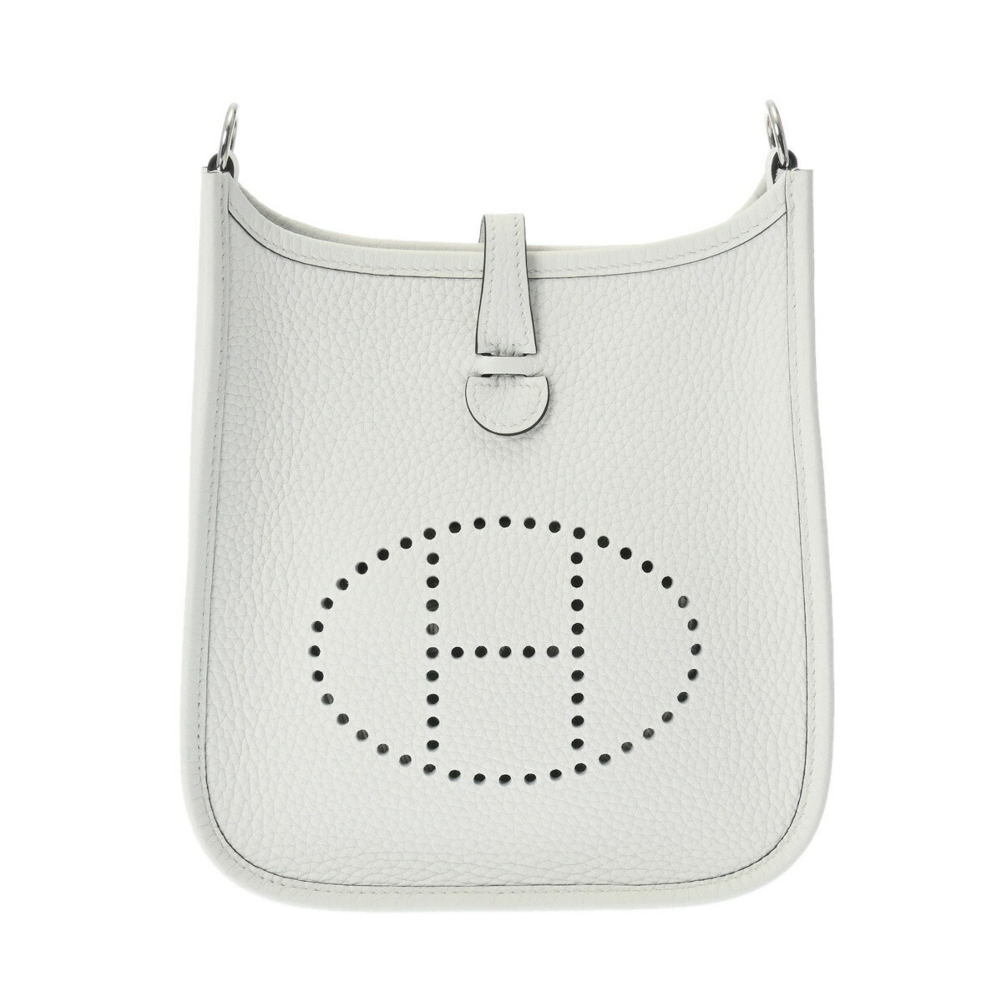 HERMES Evelyn TPM New White W Stamp (around 2024) Women's Taurillon Clemence Shoulder Bag