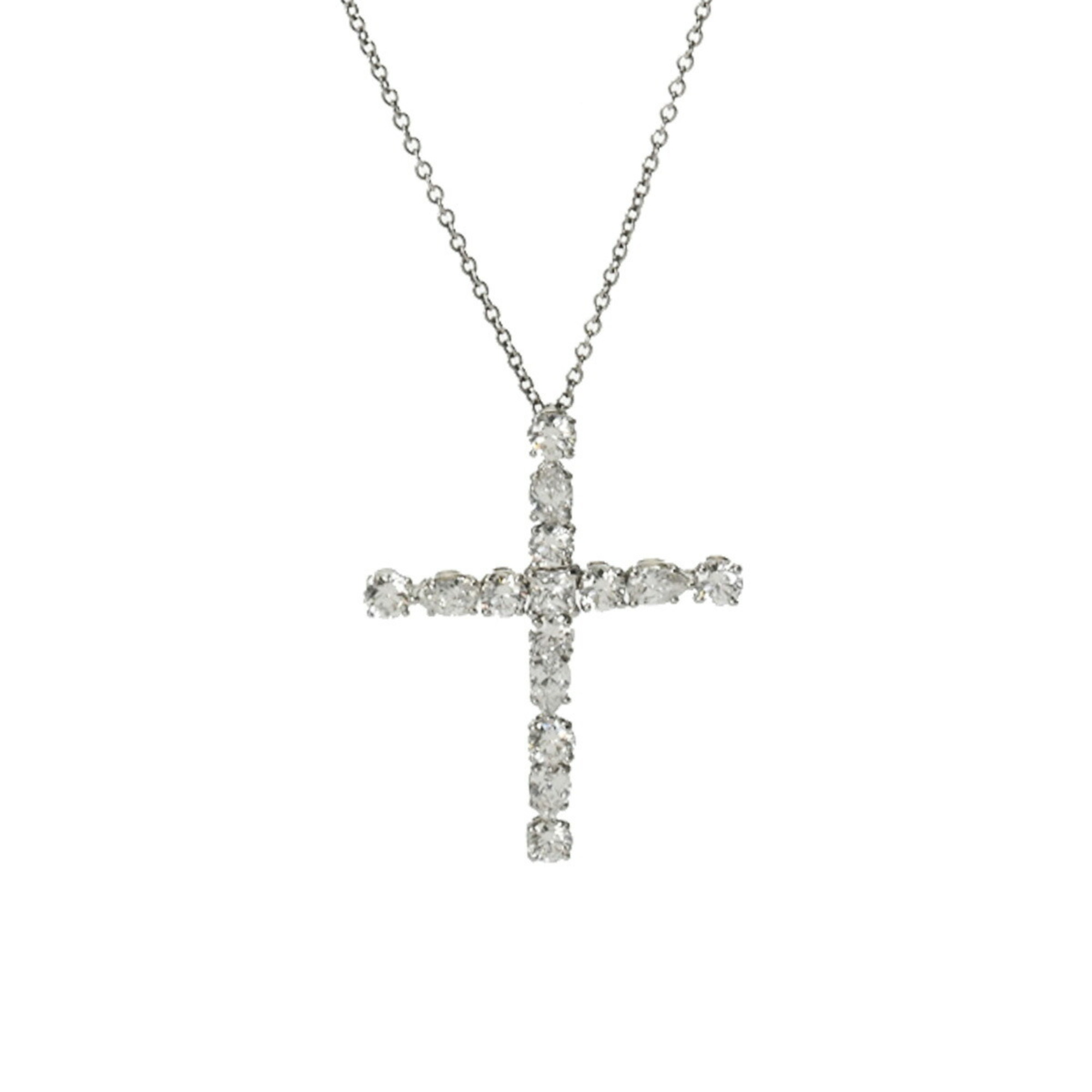 HARRY WINSTON Harry Winston Madonna Cross Diamond Women's Pt950 Platinum Necklace