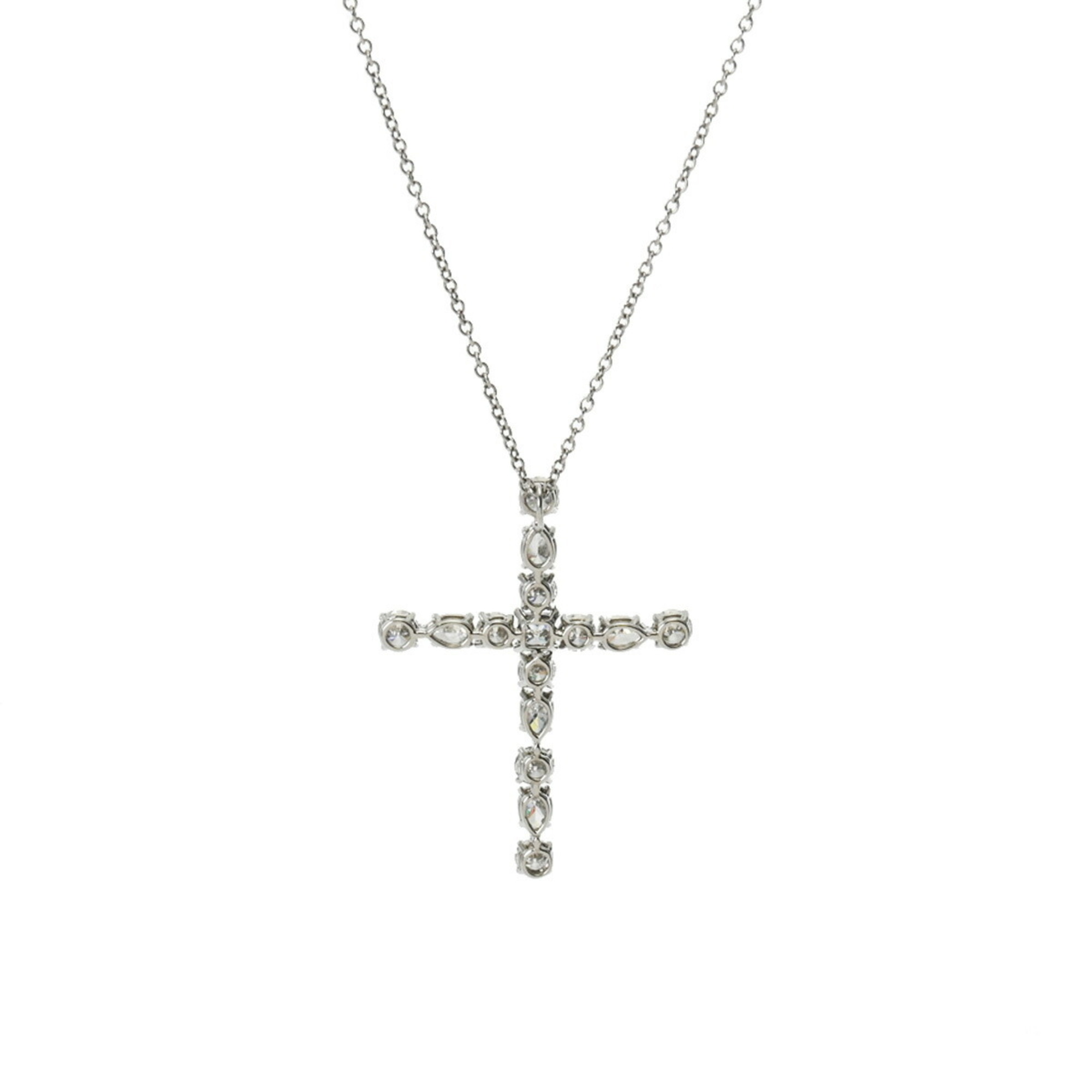 HARRY WINSTON Harry Winston Madonna Cross Diamond Women's Pt950 Platinum Necklace