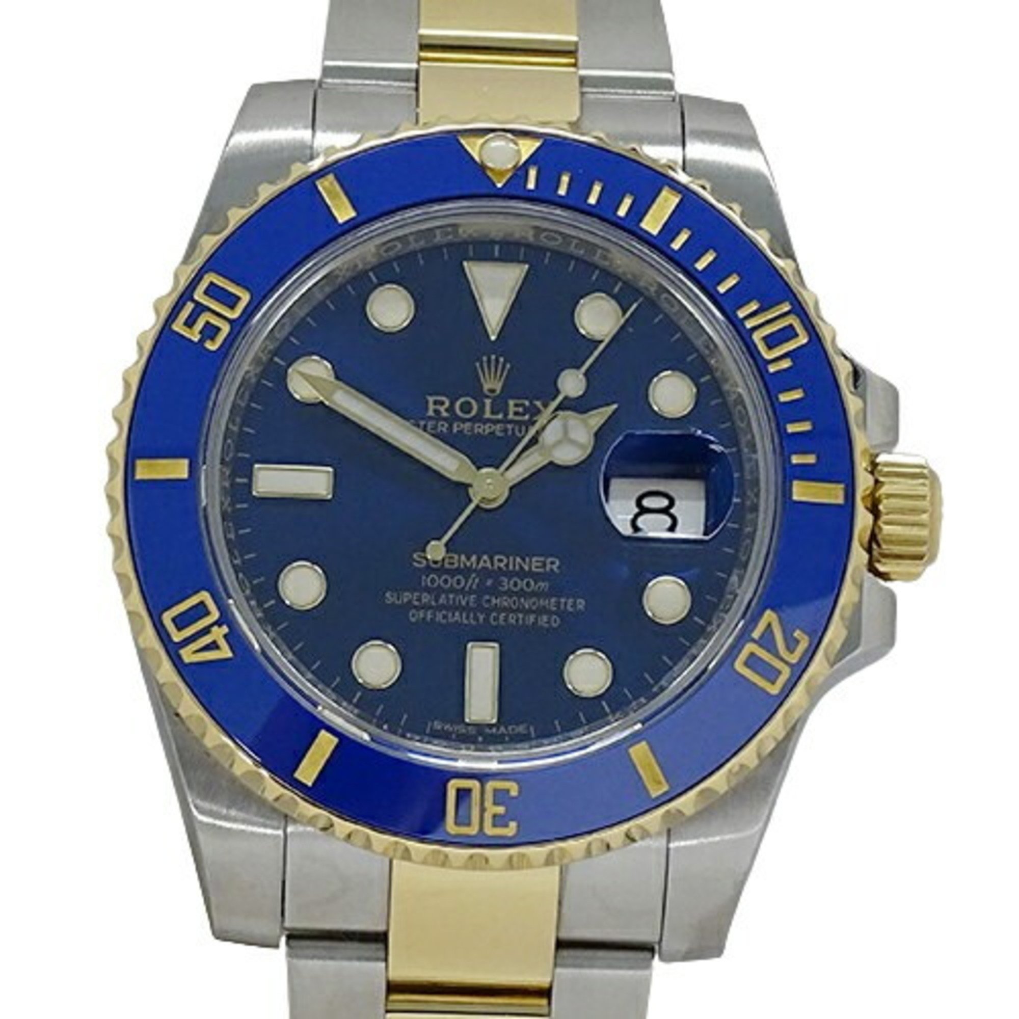 Rolex ROLEX Submariner Date 116613LB Random Number Watch Men's Roulette Automatic AT Stainless Steel SS Gold YG Combination Blue Polished