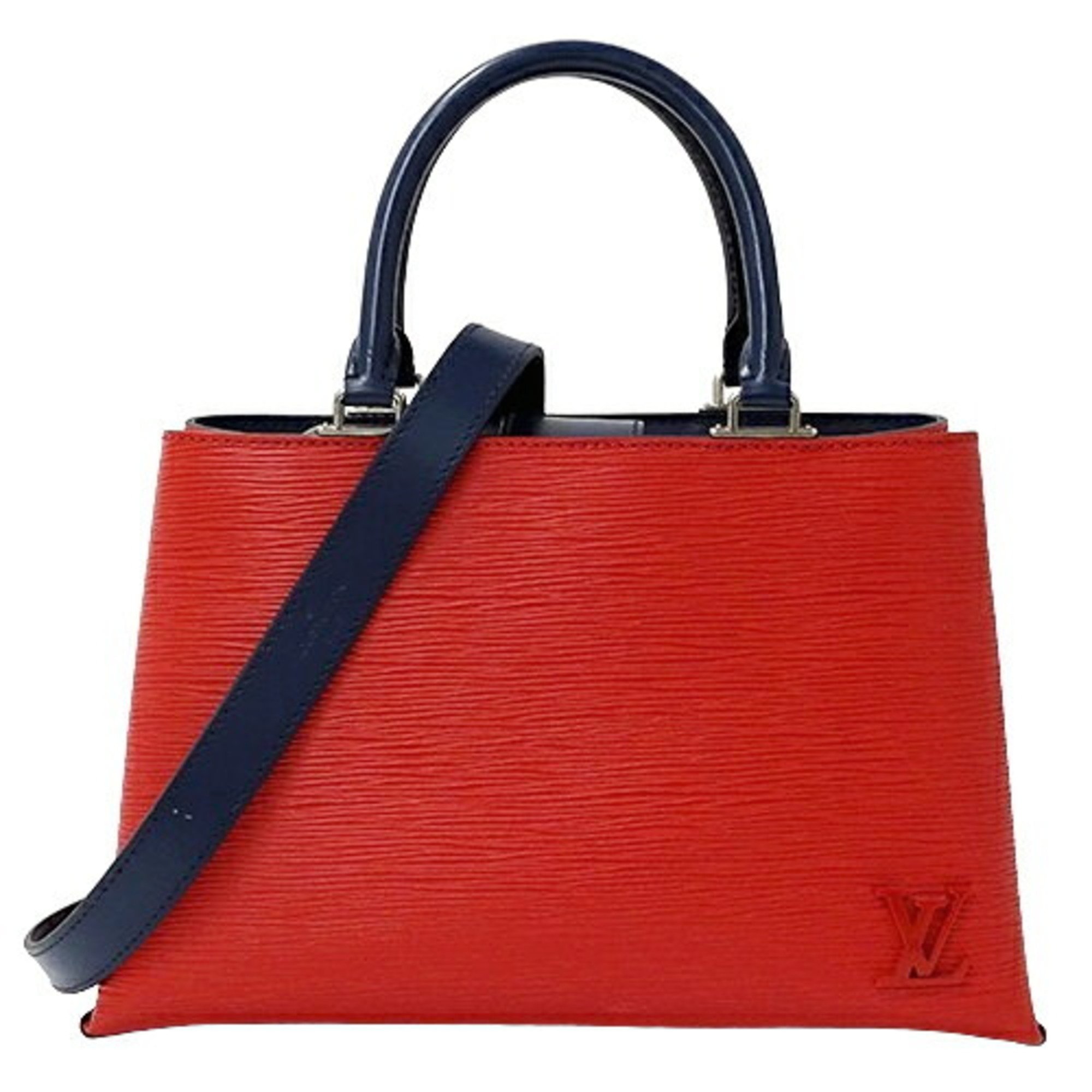 Louis Vuitton Epi Bag, Women's Handbag, Shoulder 2way, Kleber PM Coquelicot Indigo M51333, Red