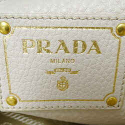 PRADA Women's Bag, Handbag, Shoulder 2way, Leather, Ivory