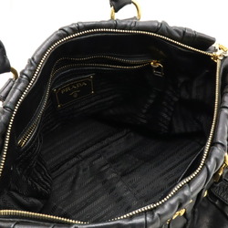 PRADA NAPPA GAUFRE Gathered Tote Bag Handbag Shoulder Leather NERO Black BN1788