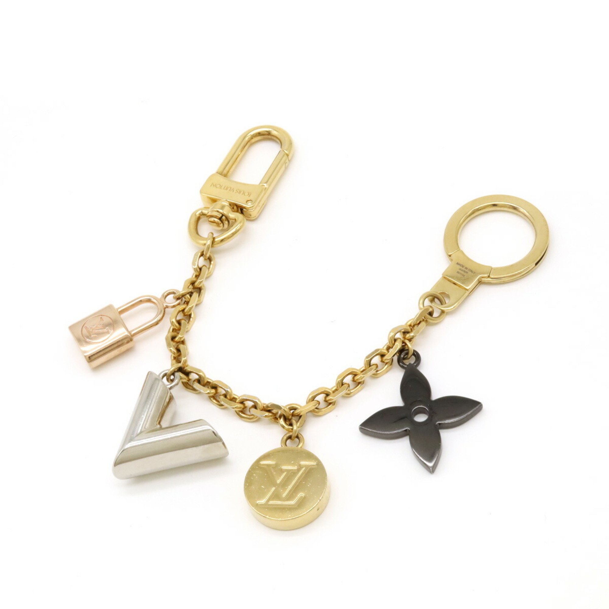 LOUIS VUITTON Louis Vuitton Chain Kaleido V Bag Charm Keychain GP Gold Pink Gunmetal M67379