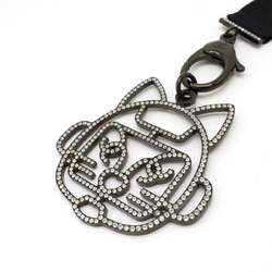 CHANEL Robot Cat Coco Mark Neck Strap Mobile Phone Metal Rhinestone Black B17S