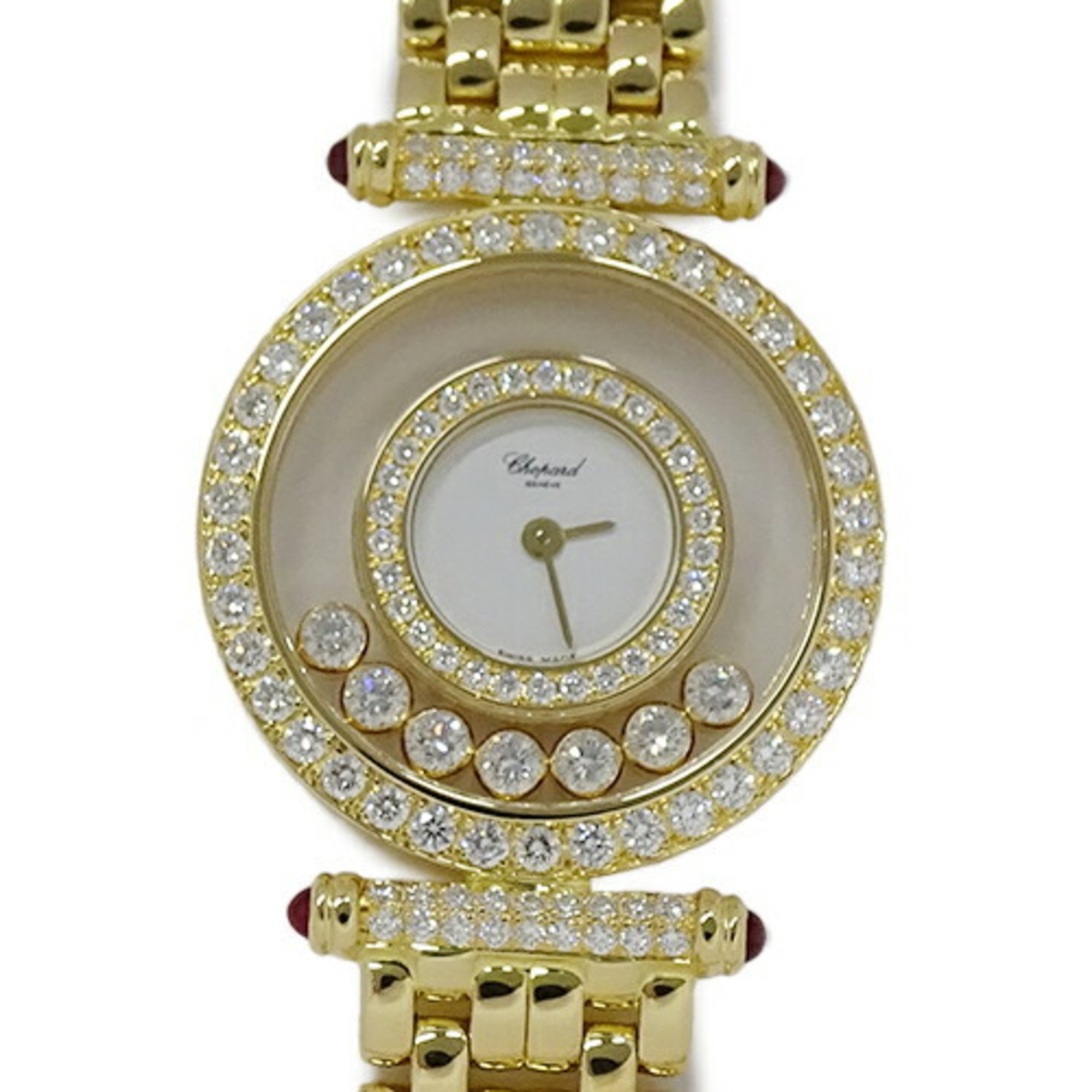 Chopard Watch Ladies Happy Diamond 7P Quartz 750YG 4118-1 Gold White Manufacturer's Finish