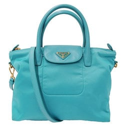 PRADA Women's Bag, Handbag, Shoulder 2way, Nylon, Leather, BN2106, Turquoise, Blue