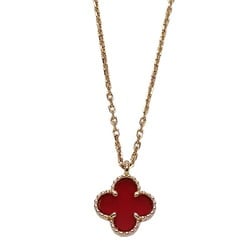 Van Cleef & Arpels Sweet Alhambra Necklace for Women, 750PG, Carnelian, Pink Gold, Polished