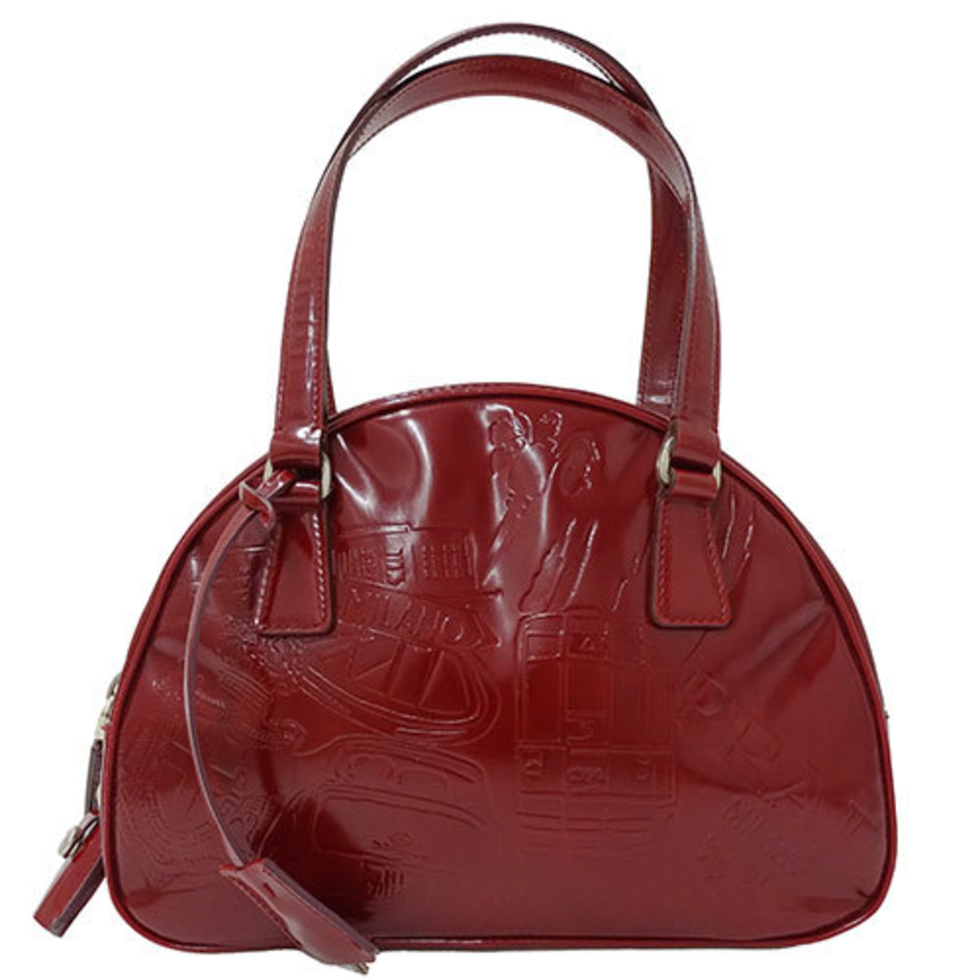 PRADA Bag Women's Handbag Enamel BL0194 Rosso Red Bordeaux Compact Outing