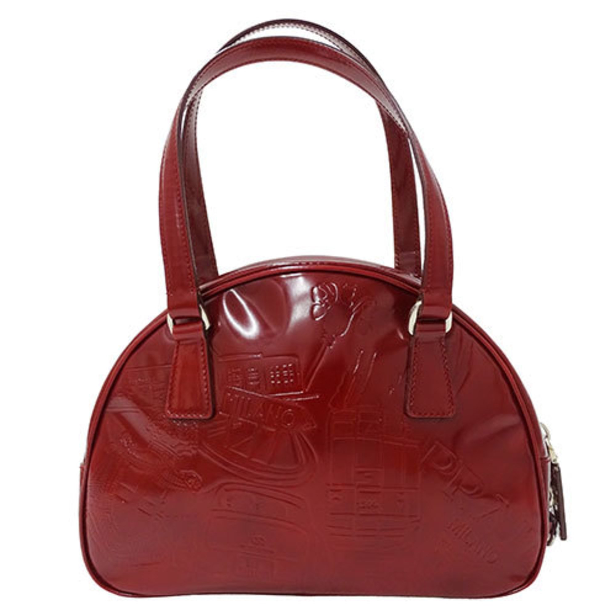 PRADA Bag Women's Handbag Enamel BL0194 Rosso Red Bordeaux Compact Outing