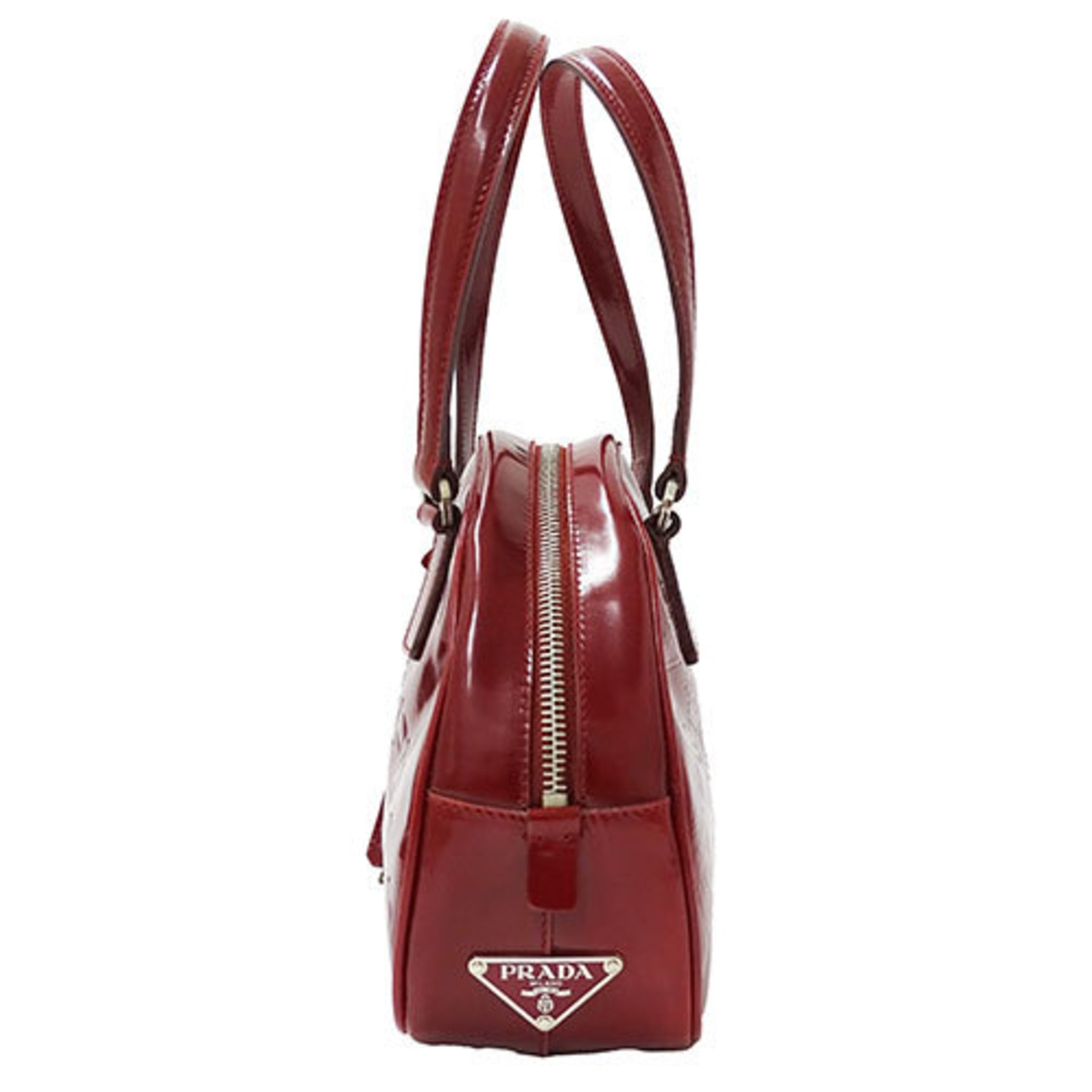 PRADA Bag Women's Handbag Enamel BL0194 Rosso Red Bordeaux Compact Outing