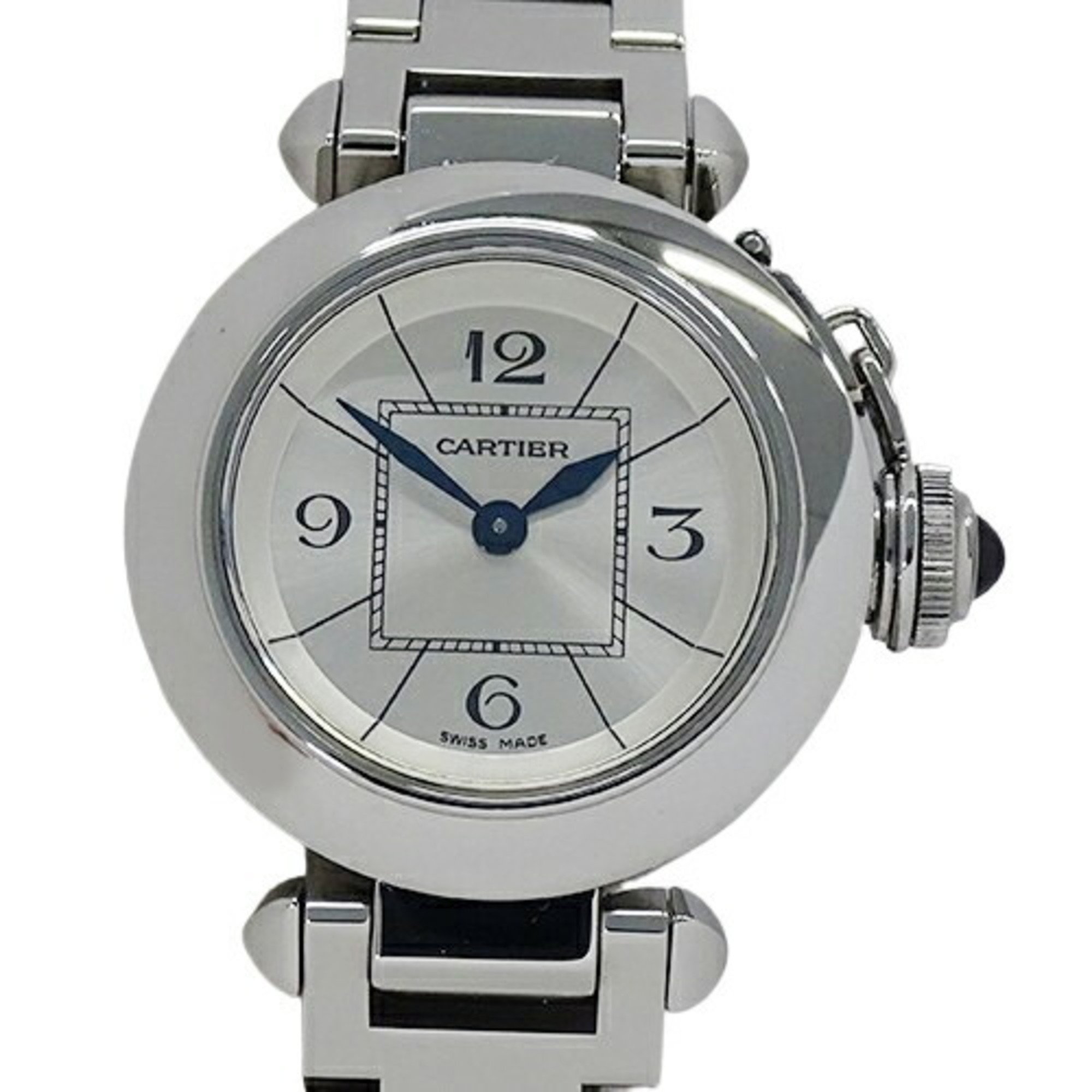 Cartier Miss Pasha Ladies Watch, Quartz, Stainless Steel, SS, W3140007, Silver, Round, Polished