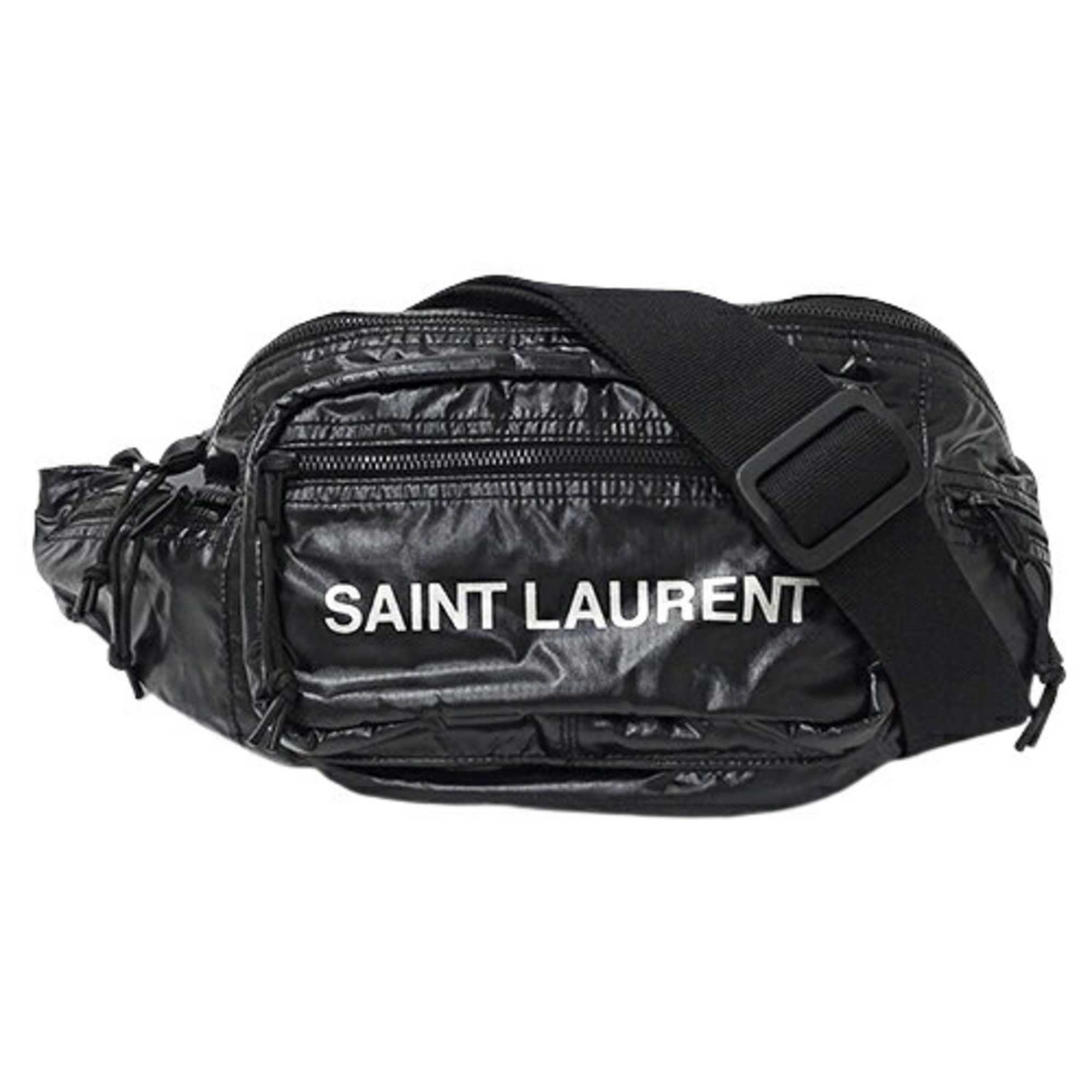 Saint Laurent SAINT LAURENT Bag Men's Body Waist Nylon Nux Black 581375 Compact