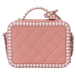 Chanel CHANEL Bag CC Filigree Women's Shoulder Handbag 2way Grained Calfskin Pink White Chain