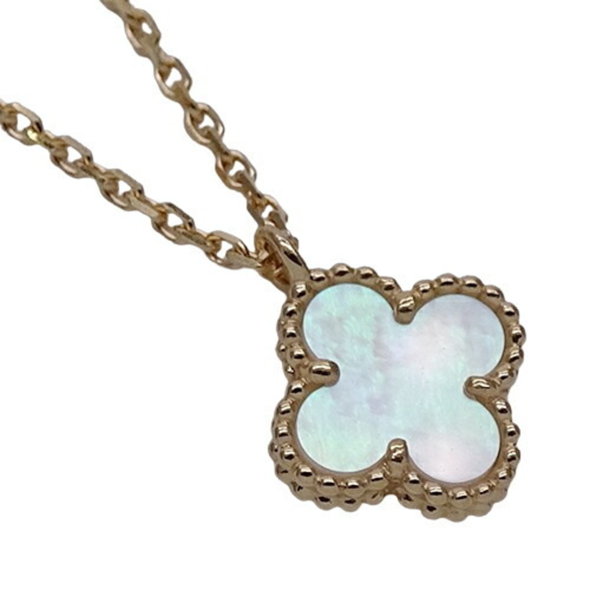 Van Cleef & Arpels Sweet Alhambra Necklace for Women, 750YG, Mother of Pearl, Yellow Gold, Polished