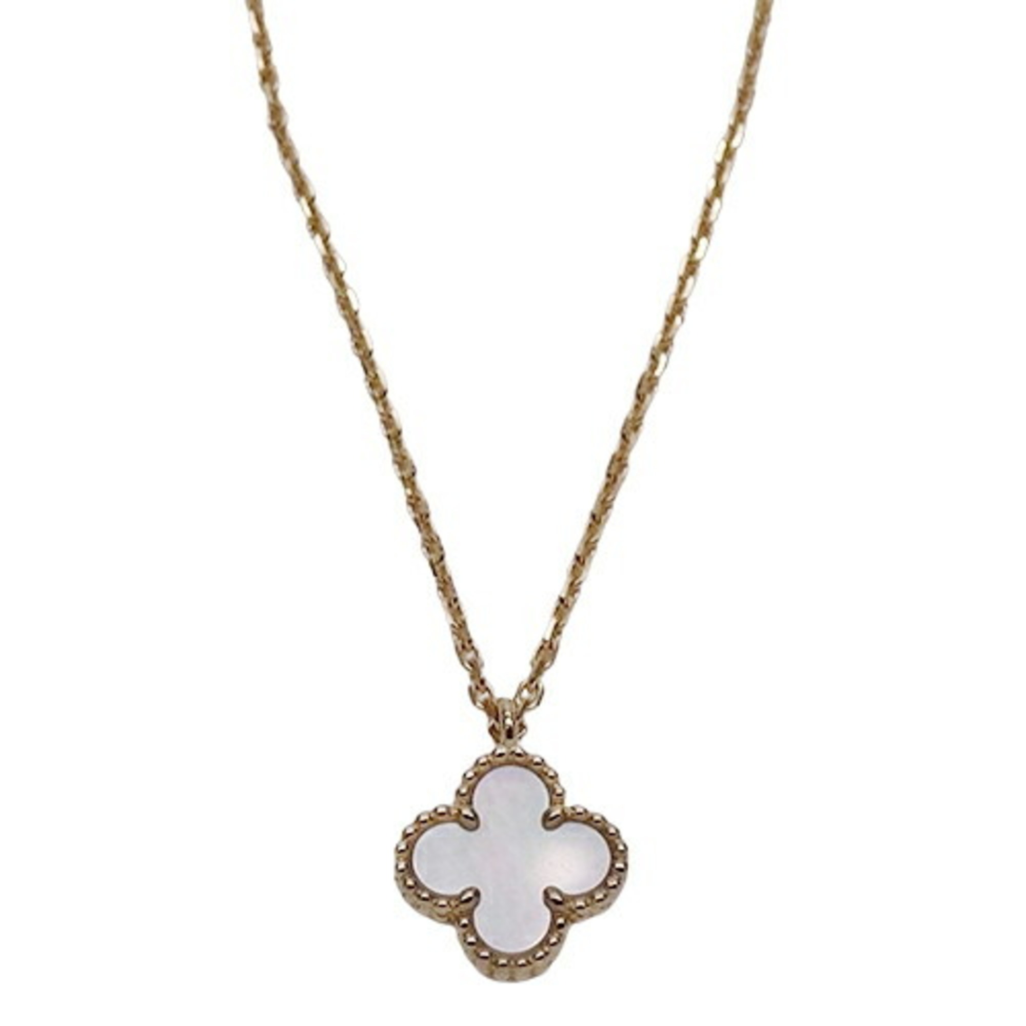 Van Cleef & Arpels Sweet Alhambra Necklace for Women, 750YG, Mother of Pearl, Yellow Gold, Polished