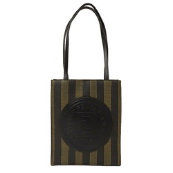 FENDI Women's Tote Bag Shoulder Pequin Stripe Brown 2559980 Size