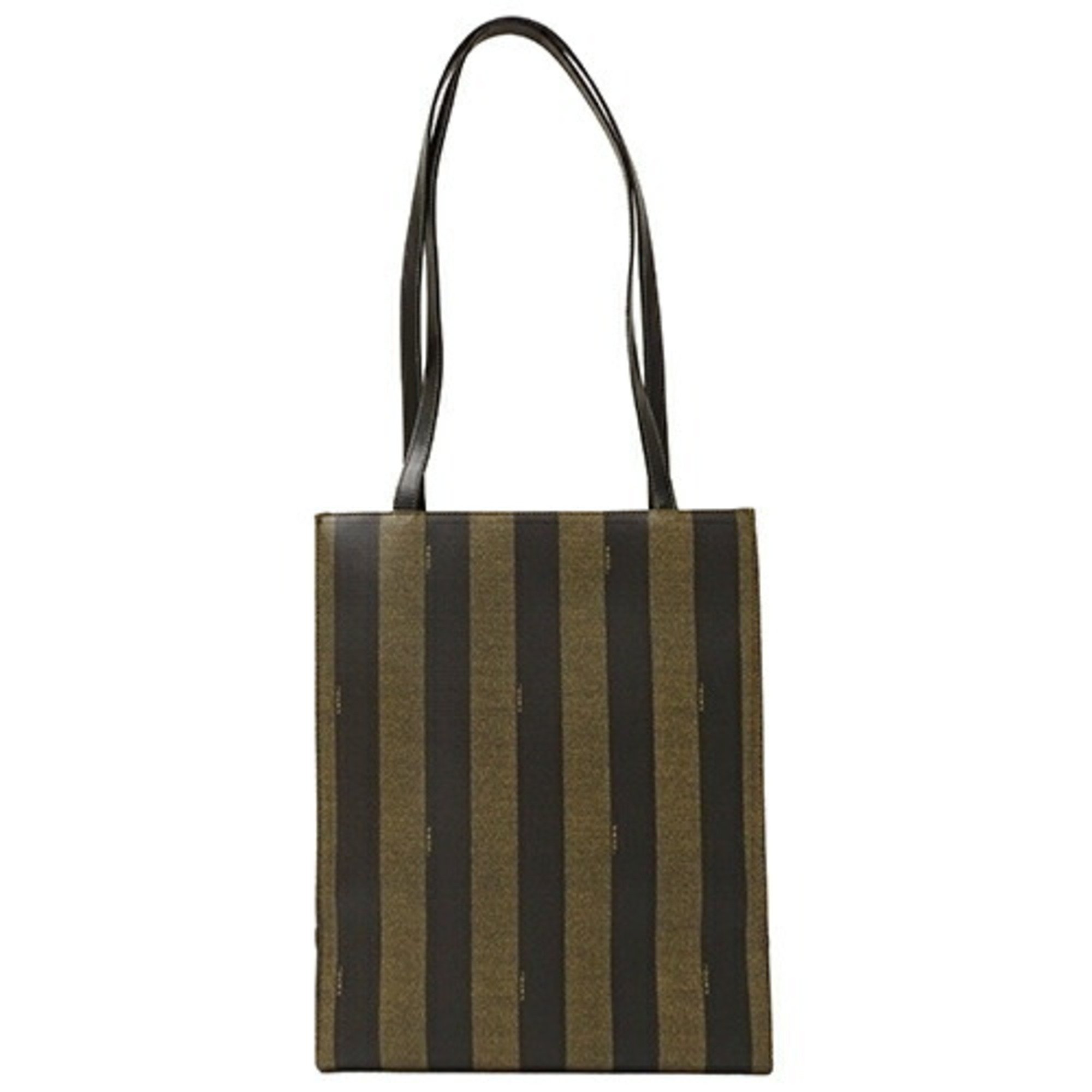 FENDI Women's Tote Bag Shoulder Pequin Stripe Brown 2559980 Size