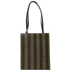 FENDI Women's Tote Bag Shoulder Pequin Stripe Brown 2559980 Size