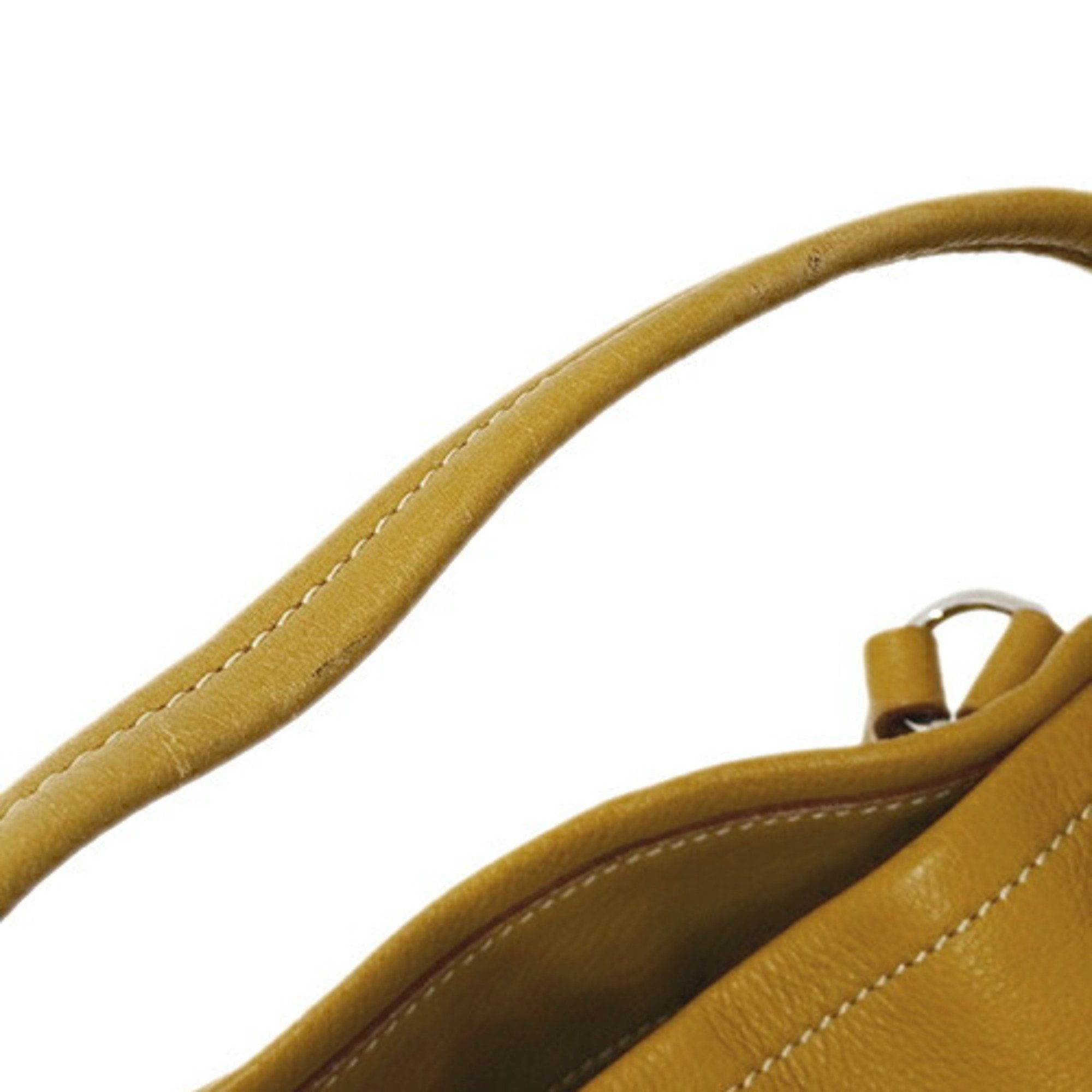 PRADA Women's Tote Bag Shoulder Leather Mustard Yellow Brown