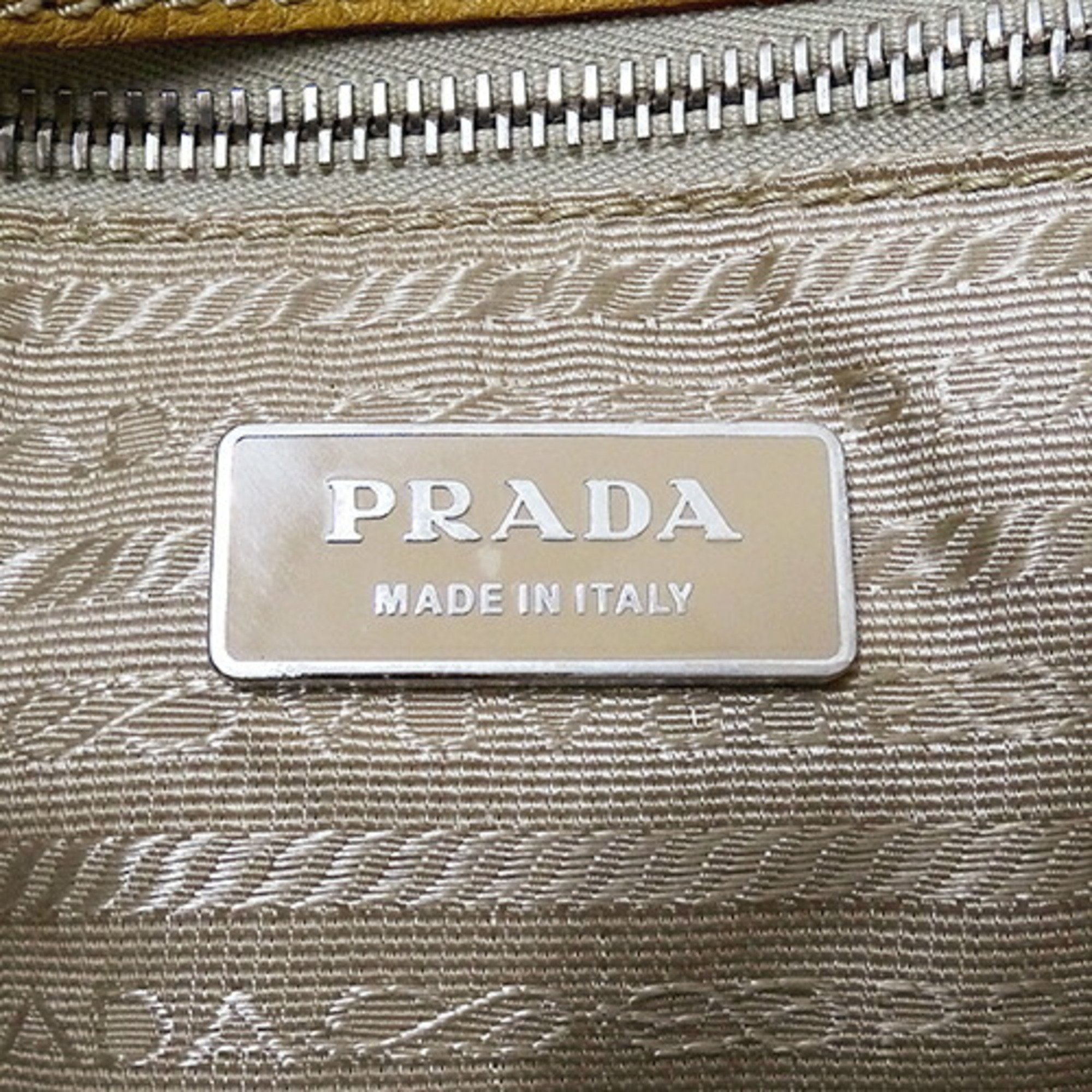 PRADA Women's Tote Bag Shoulder Leather Mustard Yellow Brown