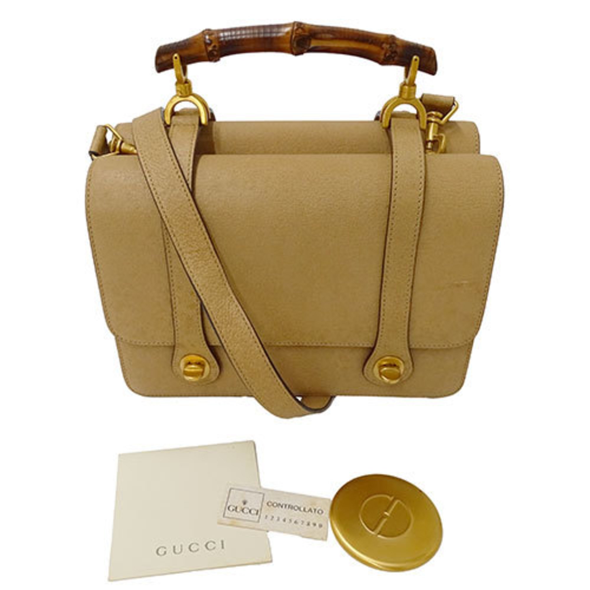 Gucci GUCCI Bag Women's Handbag Shoulder 2way Bamboo Leather Beige 000・110・0228 Double Face