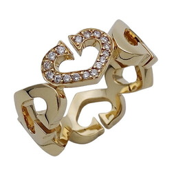 Cartier Ring for Women, 750YG, 1 Motif, Diamond, C-Heart, Yellow Gold, #48, Approx. Size 8, Accessory, Polished