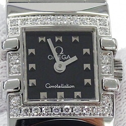 OMEGA Constellation Cale 1537.51 Ladies' Watch Diamond Quartz Stainless Steel SS Silver Black Square Polished