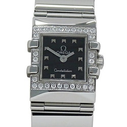 OMEGA Constellation Cale 1537.51 Ladies' Watch Diamond Quartz Stainless Steel SS Silver Black Square Polished