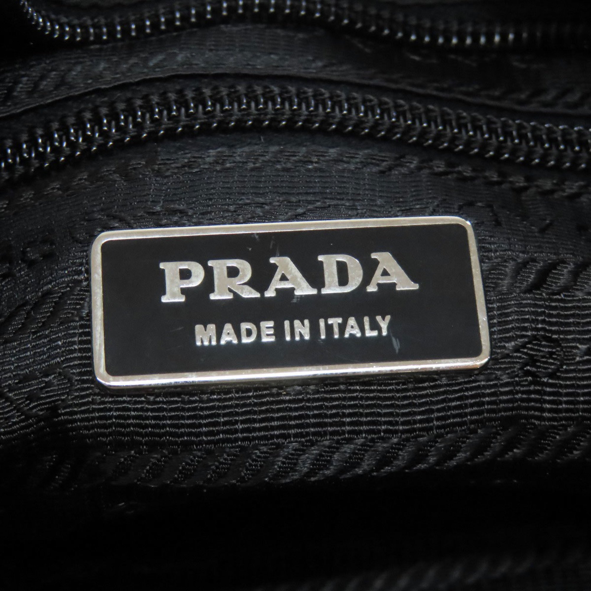 Prada shoulder bag with metal fittings, nylon material, for women, PRADA