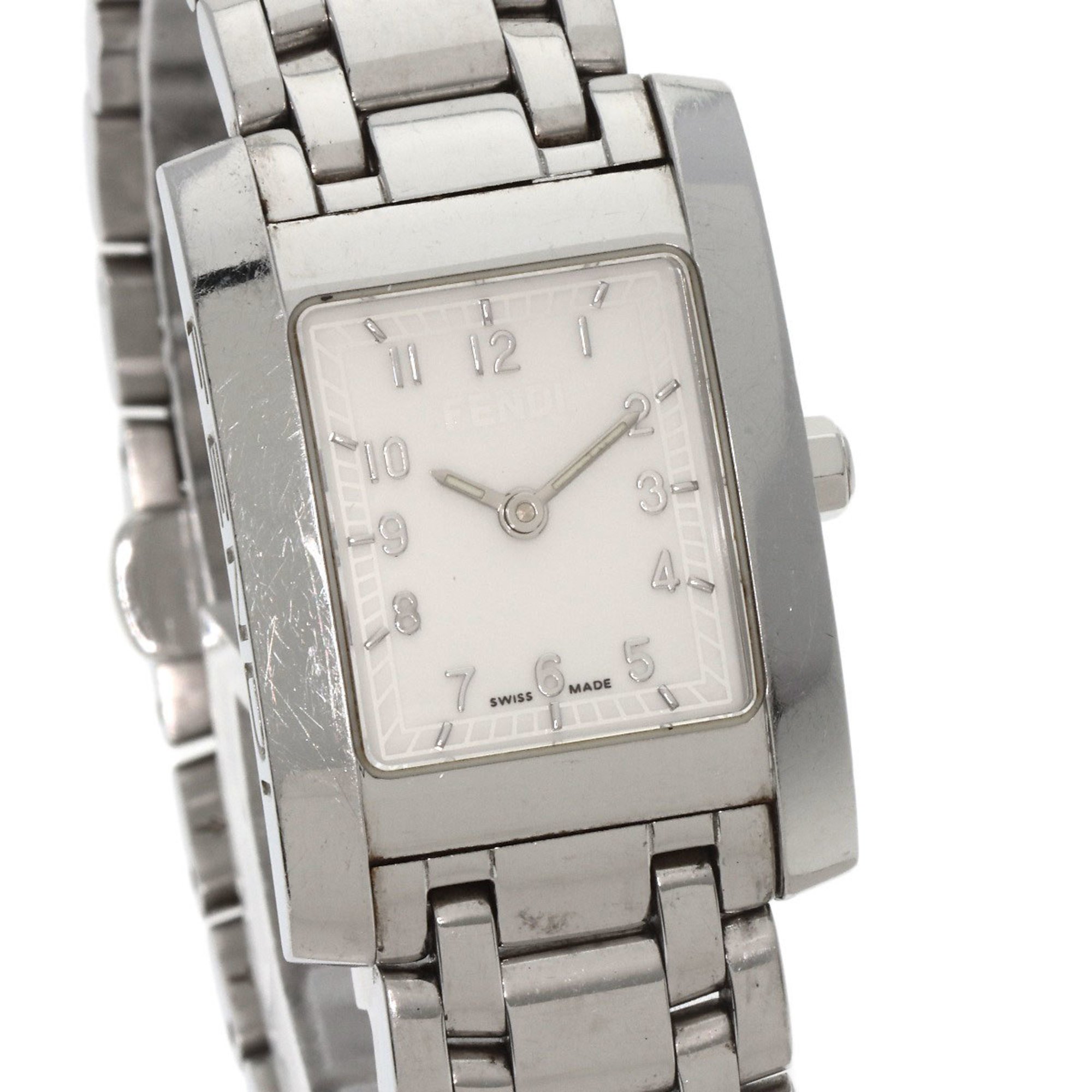 FENDI 7000L Square Face Watch Stainless Steel SS Ladies