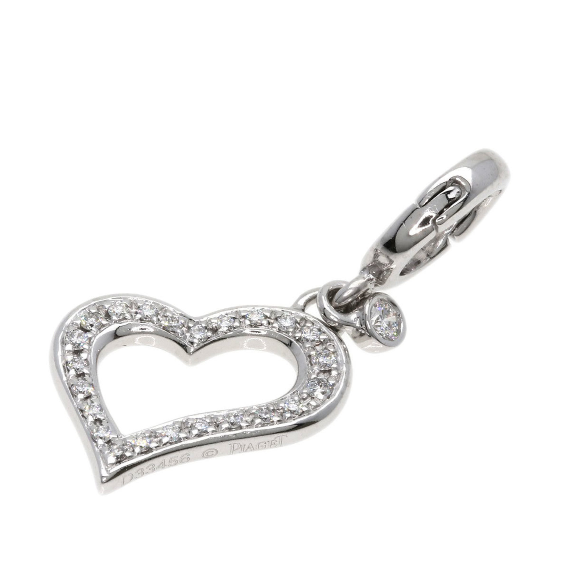 Piaget Limelight Heart Diamond Charm Pendant K18 White Gold for Women PIAGET