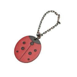 HERMES Ladybug Keychain Red/Black Unisex Leather Charm