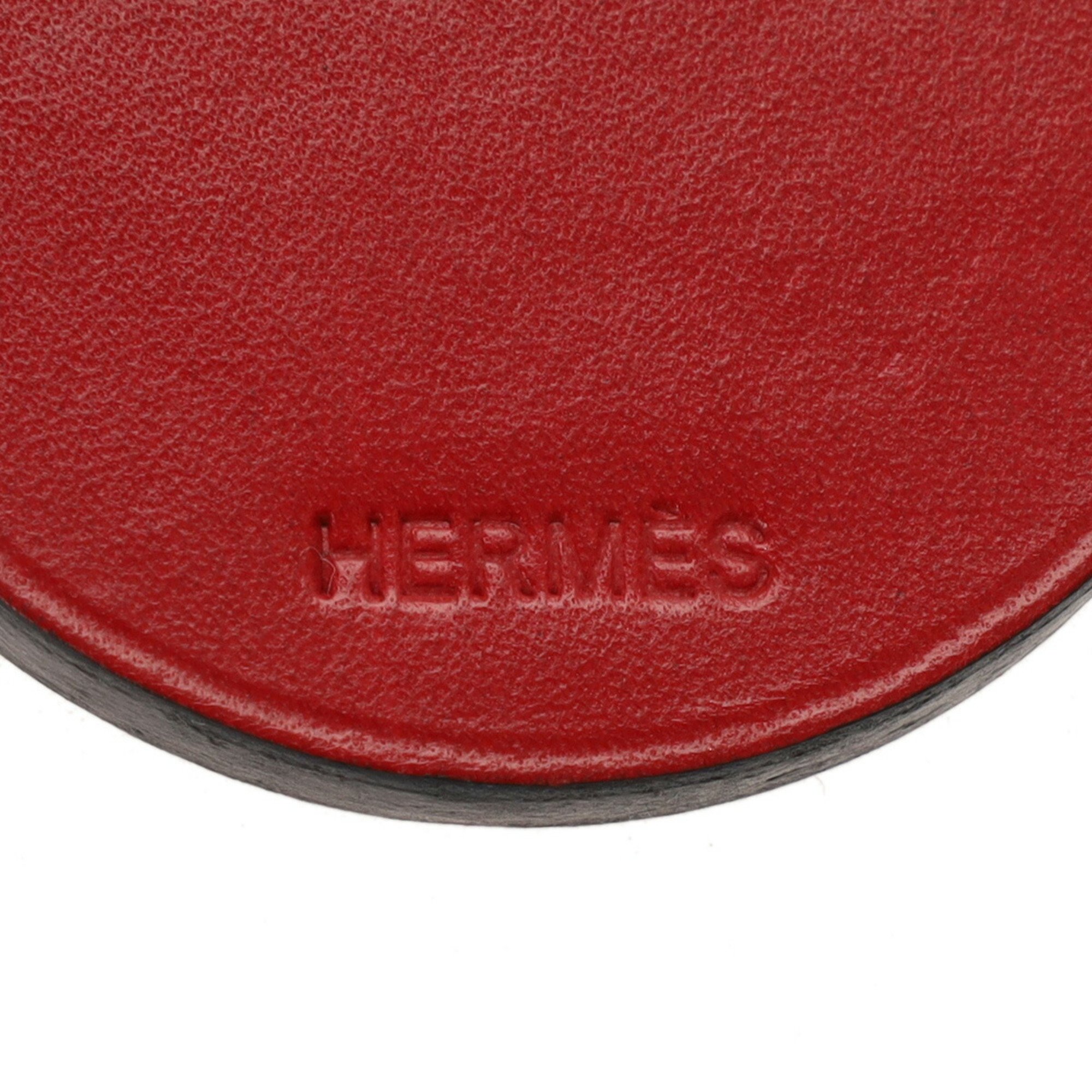 HERMES Ladybug Keychain Red/Black Unisex Leather Charm