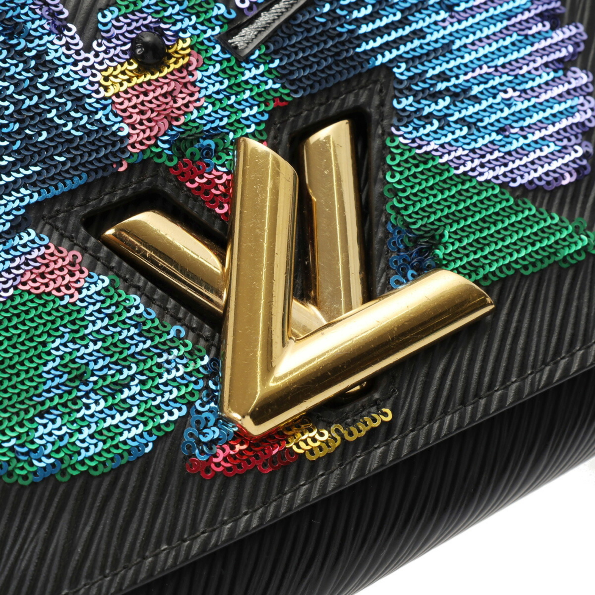 LOUIS VUITTON Epi Portefeuille Twisted Chain Hummingbird Sequins Black - Women's Leather Wallet