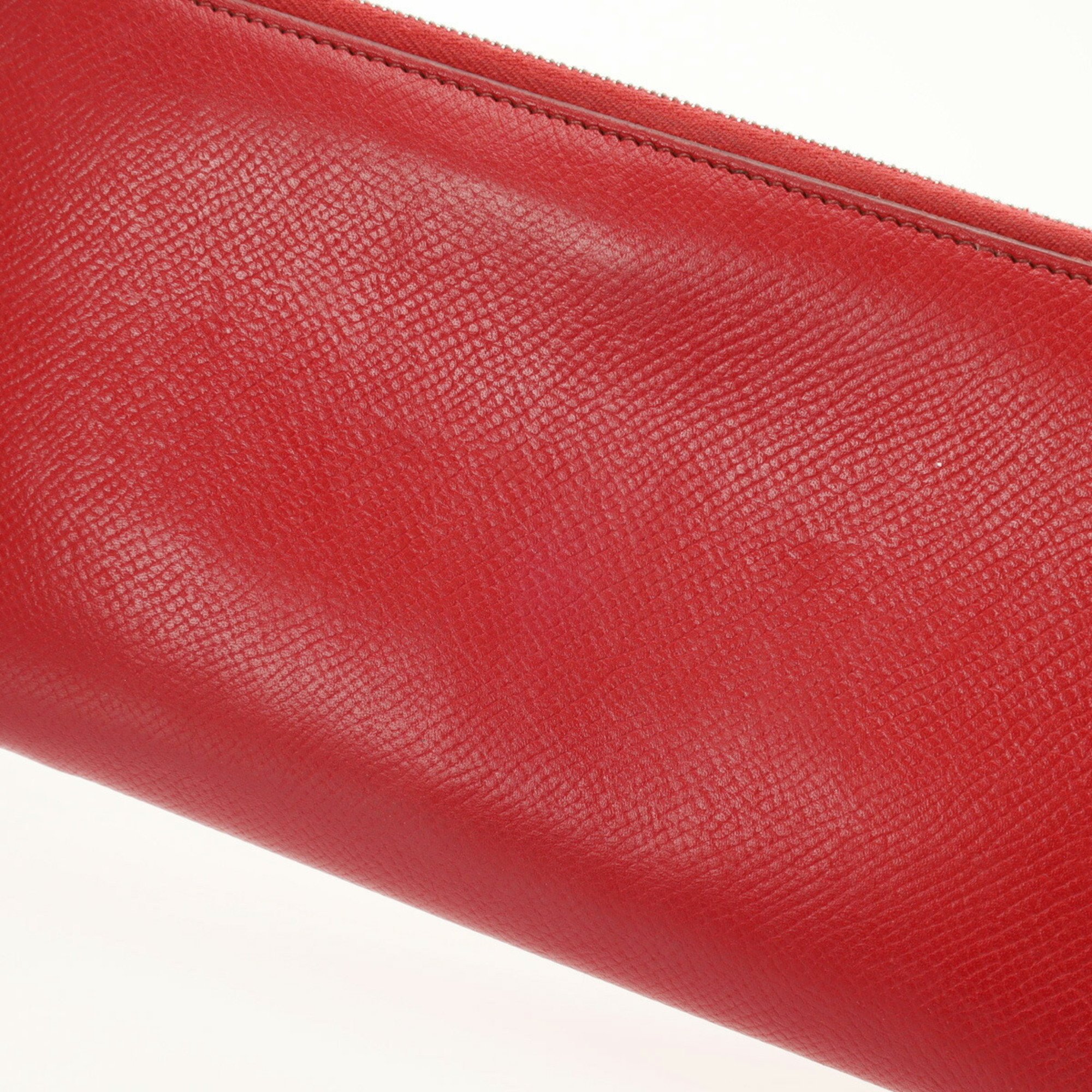 HERMES Azap Long Silk In Red P Stamp (around 2012) Women's Epson Wallet