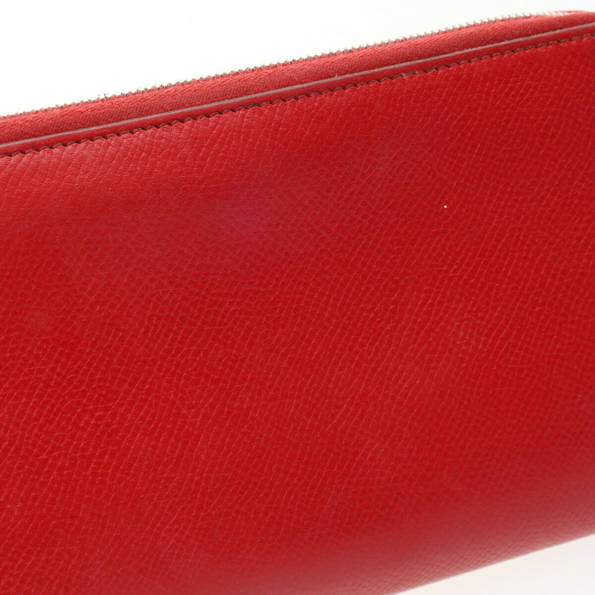 HERMES Azap Long Silk In Red P Stamp (around 2012) Women's Epson Wallet