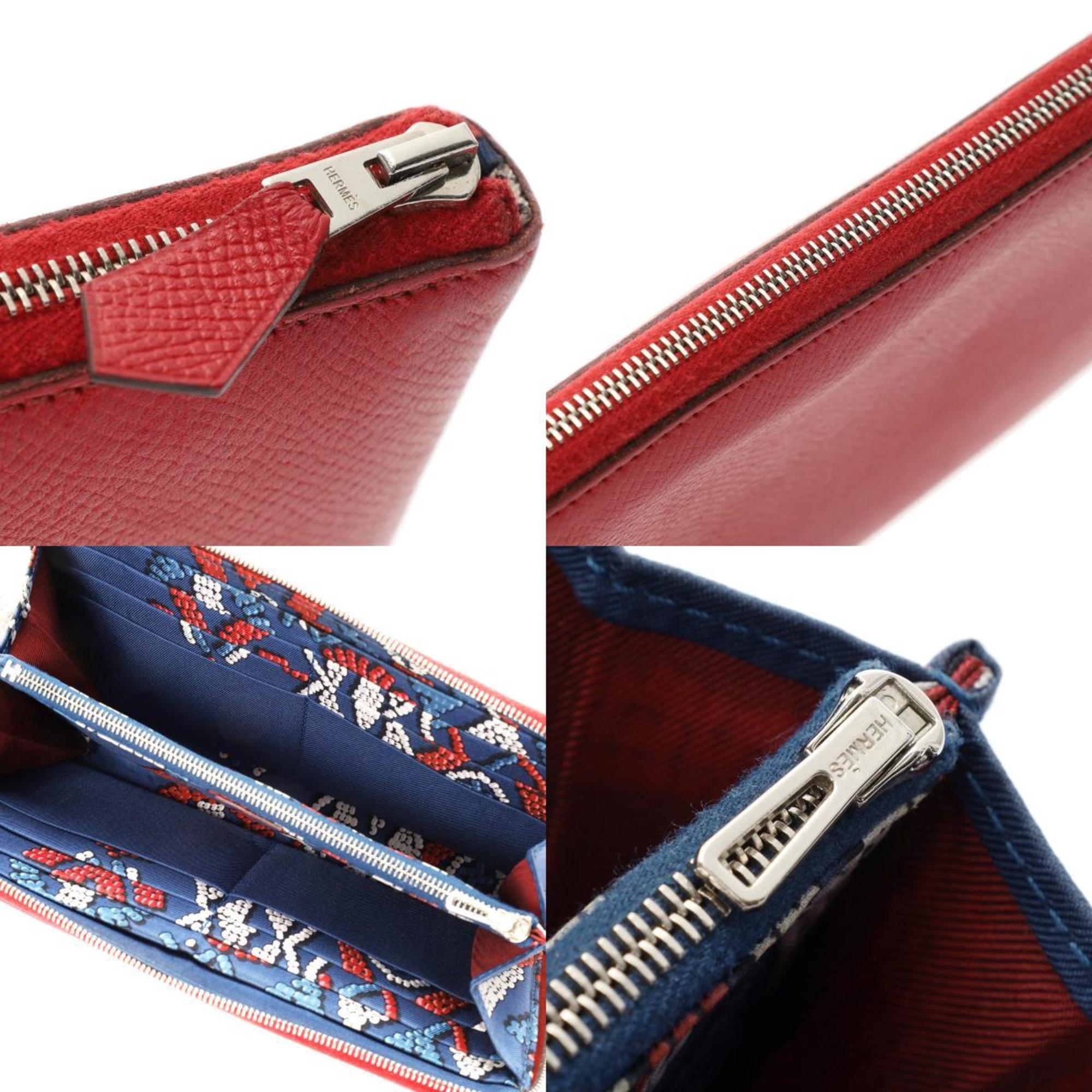 HERMES Azap Long Silk In Red P Stamp (around 2012) Women's Epson Wallet