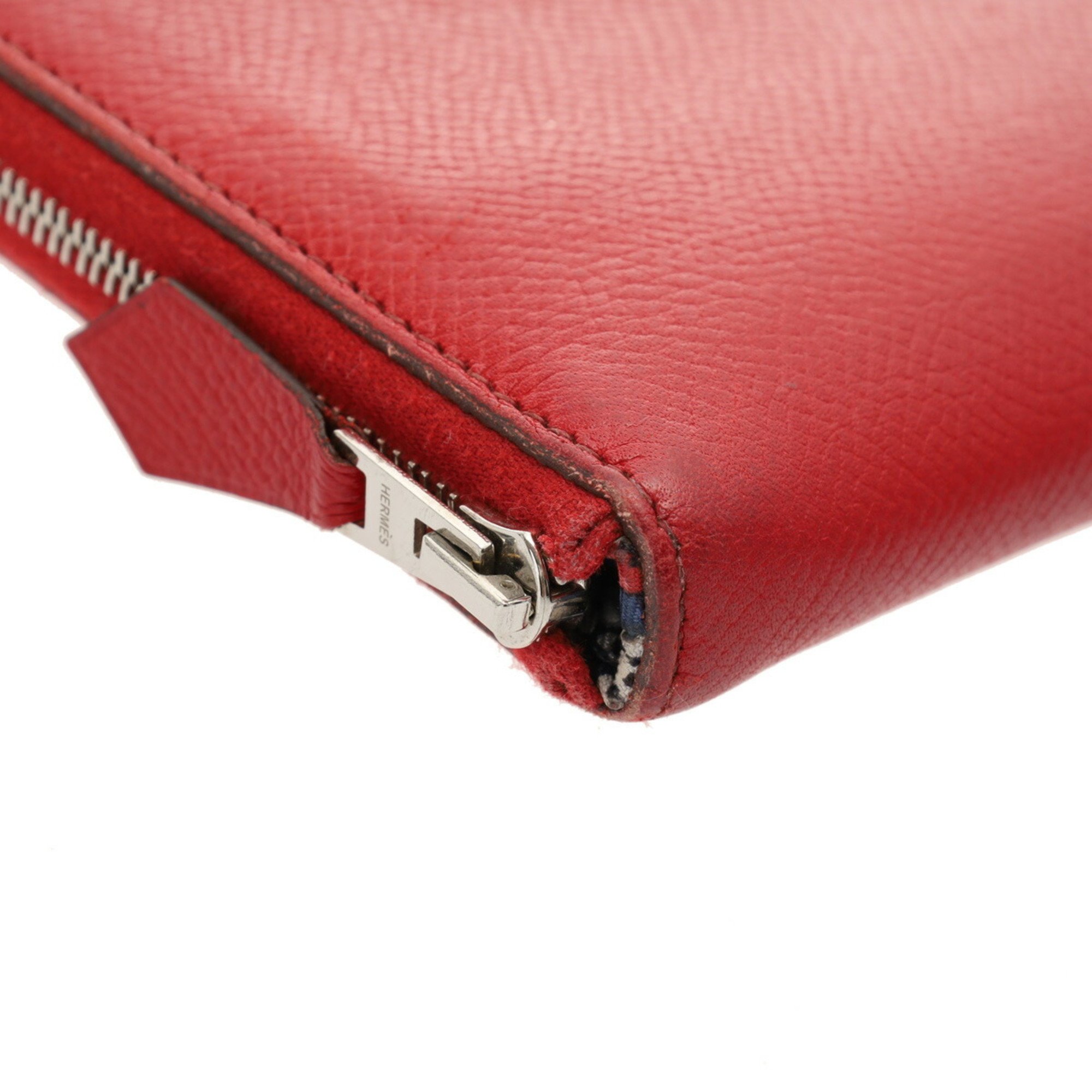 HERMES Azap Long Silk In Red P Stamp (around 2012) Women's Epson Wallet