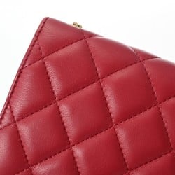 CHANEL Chanel Matelasse Chain Shoulder 18cm Red Unisex Lambskin Bag