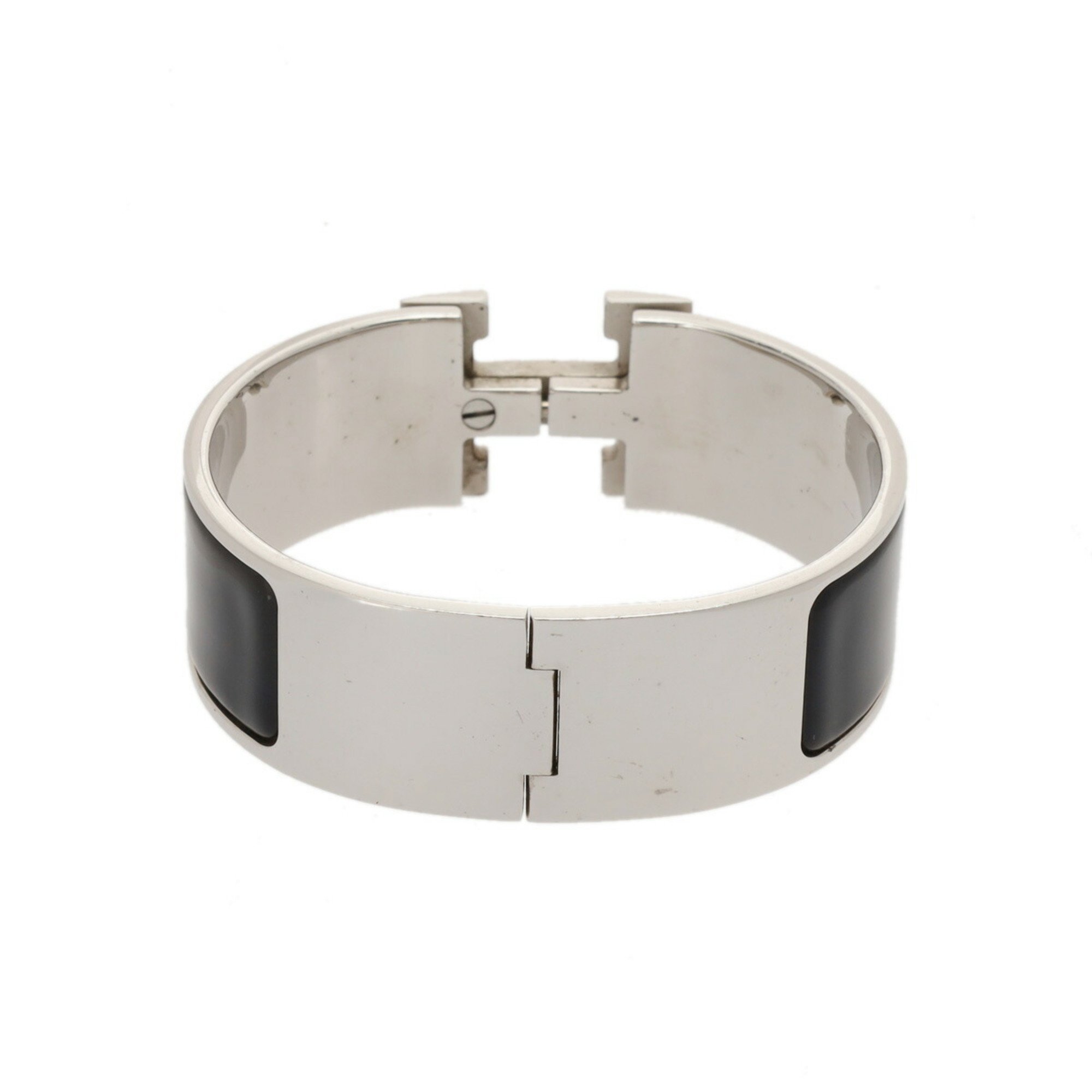 HERMES Click-Clack GM Silver/Black Women's Metal Bracelet