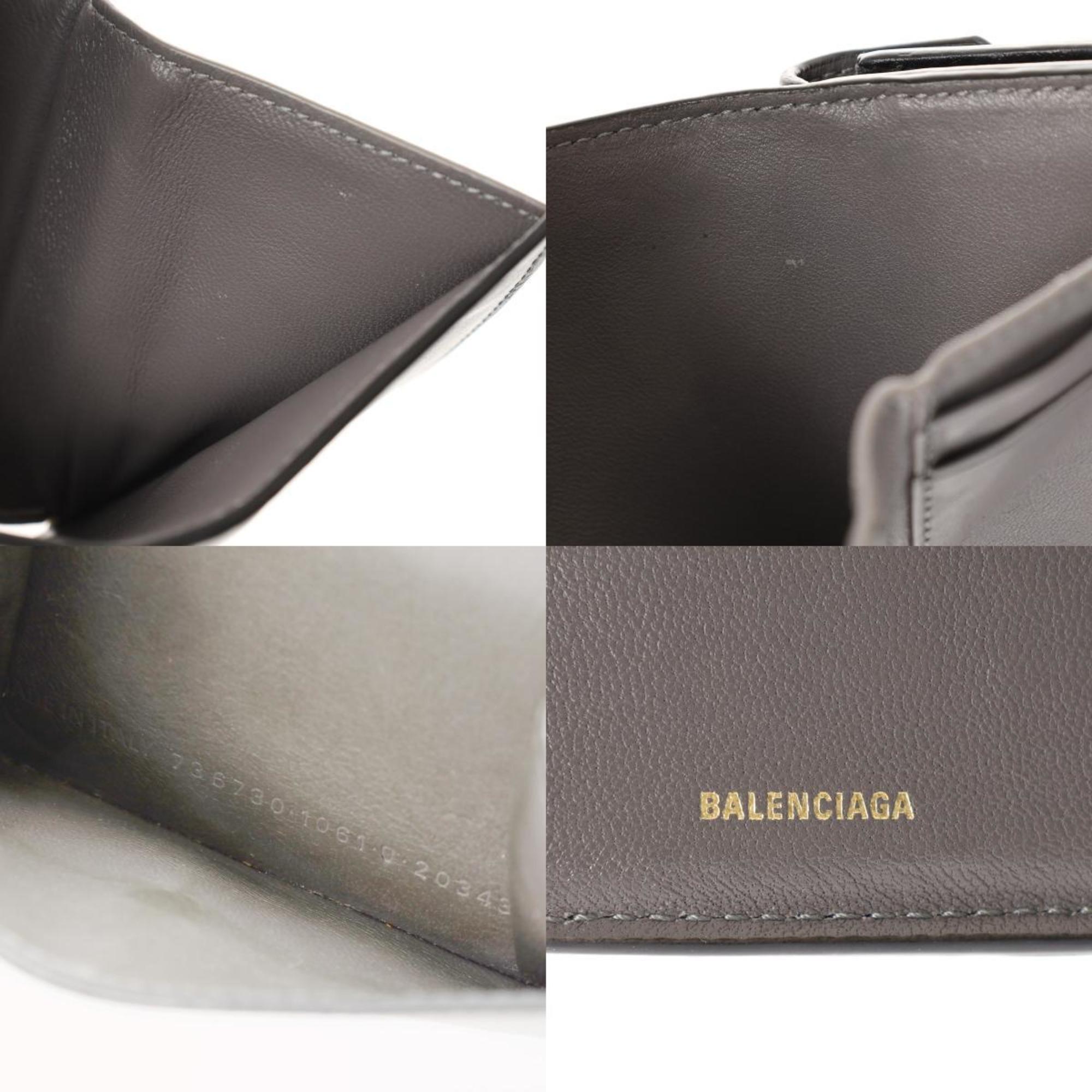 BALENCIAGA Balenciaga Envelope Wallet Black 736730 Women's Leather Tri-fold