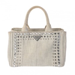 PRADA Prada Canapa Bianco Rhinestone White Women's Denim Handbag