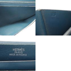 HERMES Bearn Navy H stamp (around 2004) Unisex calf leather long wallet