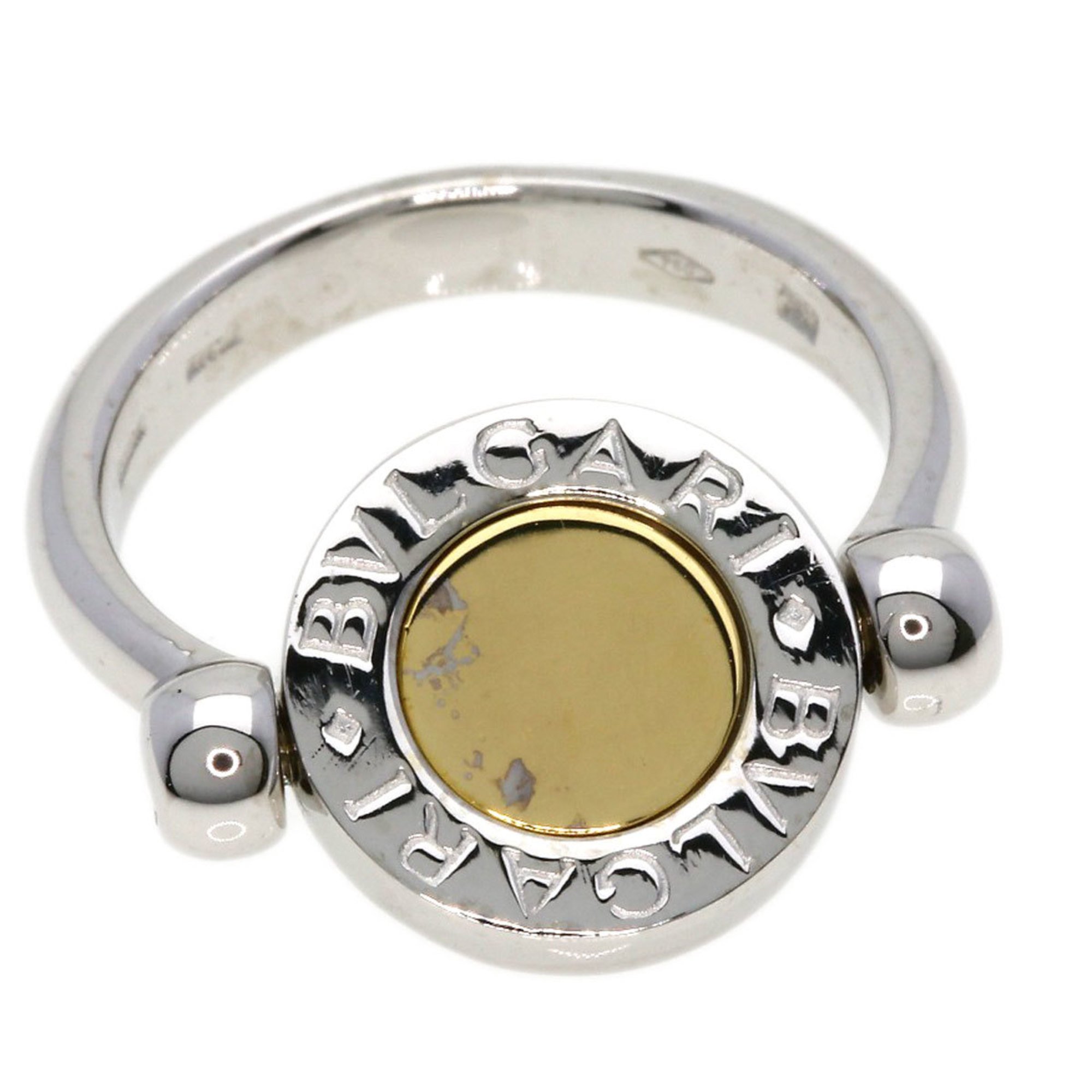 BVLGARI Flip Onyx Ring K18 White Gold K18YG Women's