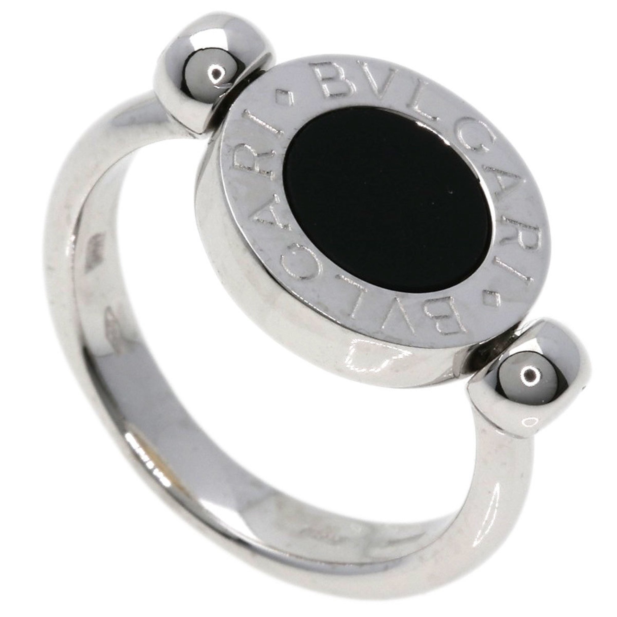 BVLGARI Flip Onyx Ring K18 White Gold K18YG Women's