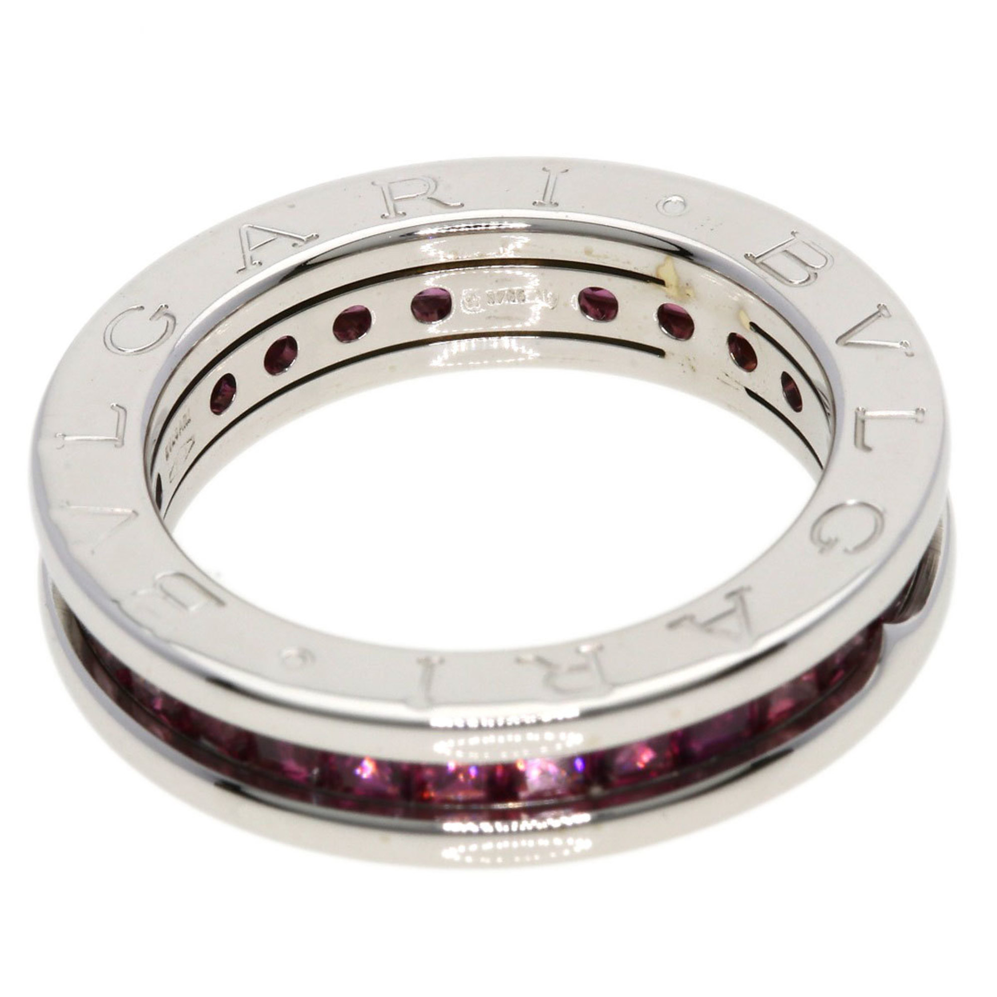 BVLGARI B-zero1 XS 1 Band Garnet #49 Ring, K18 White Gold, Women's