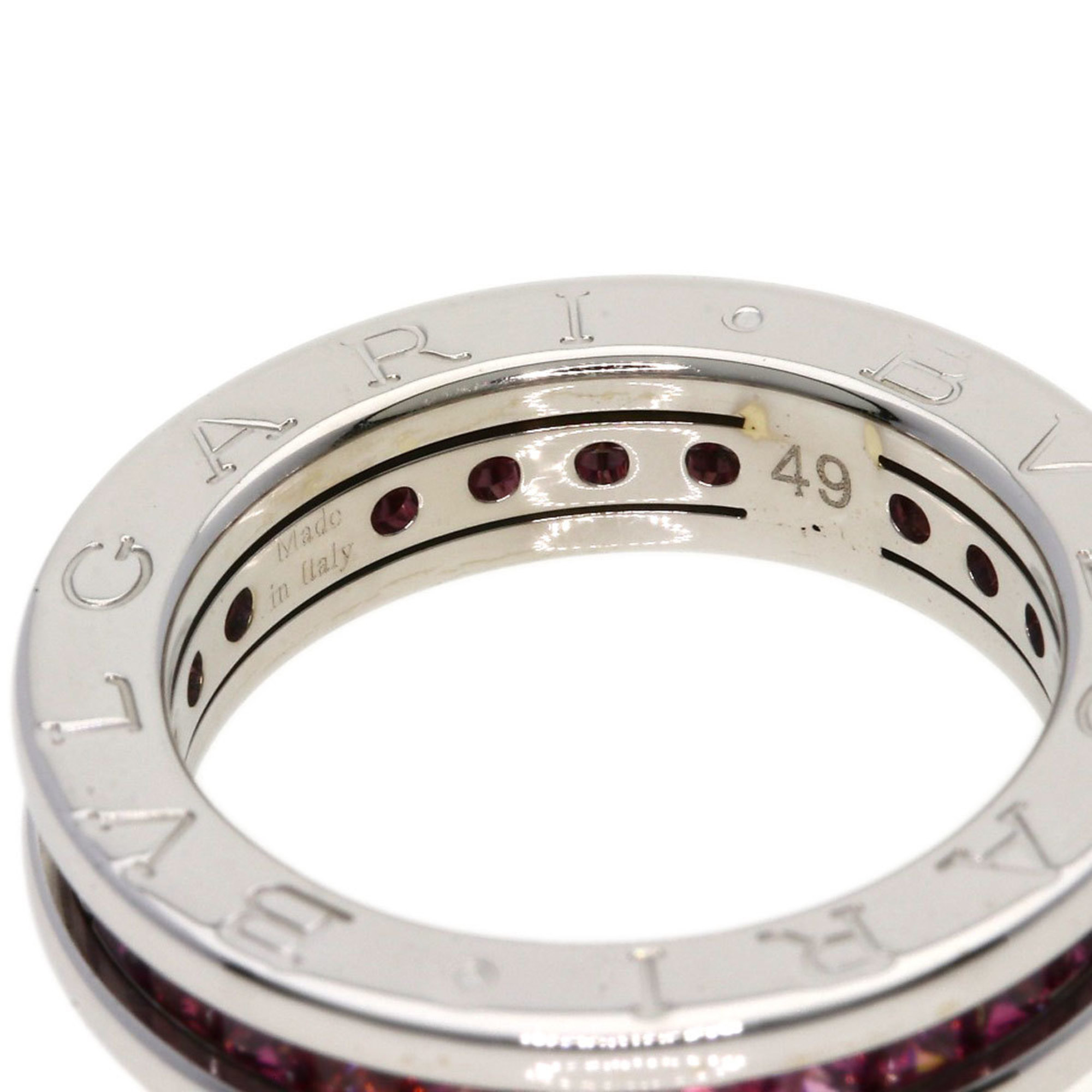 BVLGARI B-zero1 XS 1 Band Garnet #49 Ring, K18 White Gold, Women's